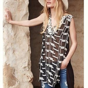 Anthropologie Black & White Tiny Chaparral Embroidered Top, Size XS